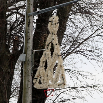 Christmas tree made of white tinsel